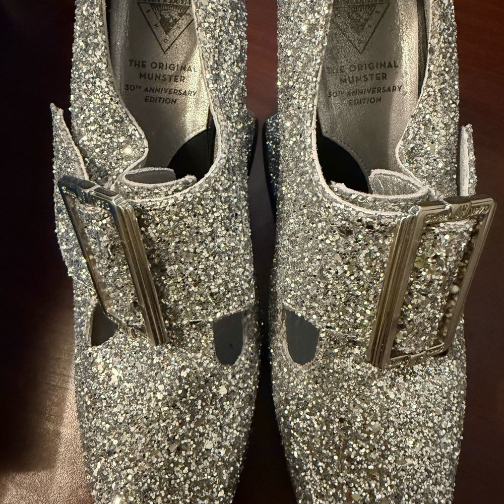 Silver Glitter Women's Shoes- 30th Anniversary addition Mega Munster Buckle Shoe